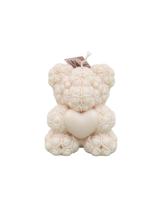 Translation missing: fr.Ours aux roses — Blanc, bougie sculptée artisanale Loredana Candles
