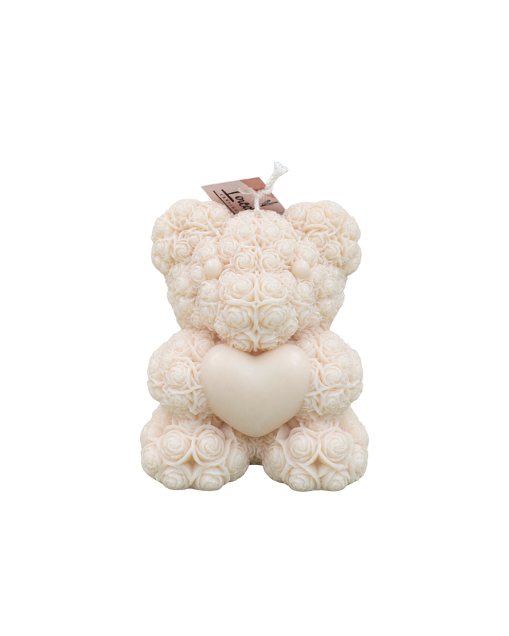 Translation missing: fr.Ours aux roses — Blanc, bougie sculptée artisanale Loredana Candles