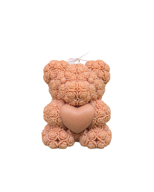 Translation missing: fr.Ours aux roses — Terracotta, bougie sculptée artisanale Loredana Candles