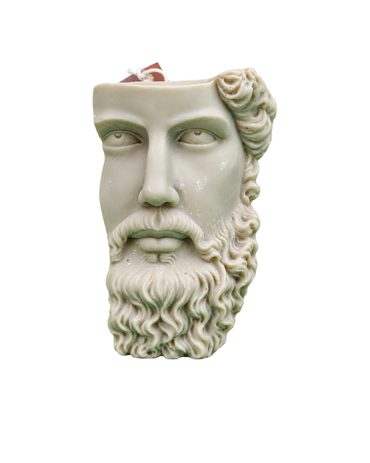 Translation missing: fr.Buste antique — Vert sauge — visage antique barbu sculpté, cire vert sauge, bougie artisanale Loredana Candles