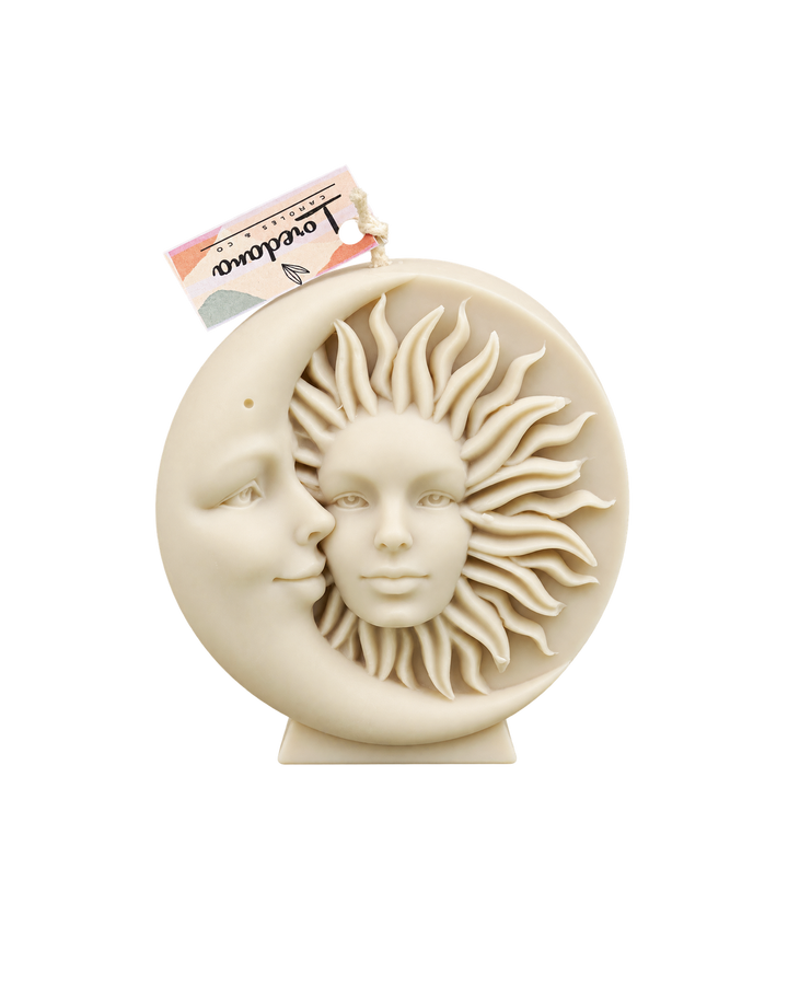 Translation missing: fr.Soleil et Lune — Ivoire — médaillon soleil et lune, cire ivoire, bougie artisanale Loredana Candles