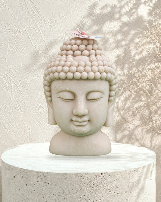 Translation missing: fr.Tête de Bouddha — Pierre en situation — tête de Bouddha sculptée, effet pierre, Loredana Candles
