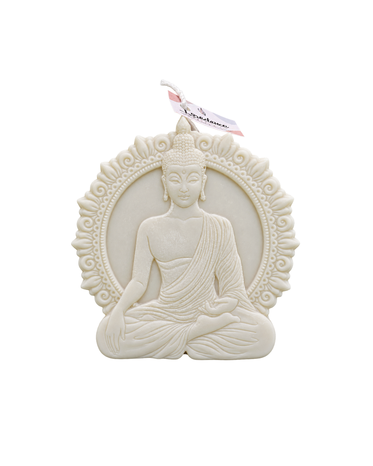 Translation missing: fr.Bouddha mandala — Blanc — Bouddha assis dans un mandala, cire blanche, bougie artisanale Loredana Candles