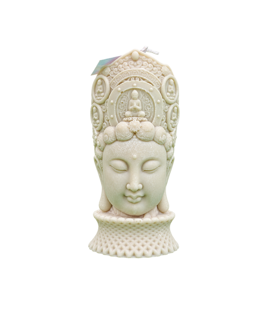 Translation missing: fr.Bouddha couronné — Ivoire — buste de Bouddha couronné ciselé, cire ivoire, bougie artisanale Loredana Candles
