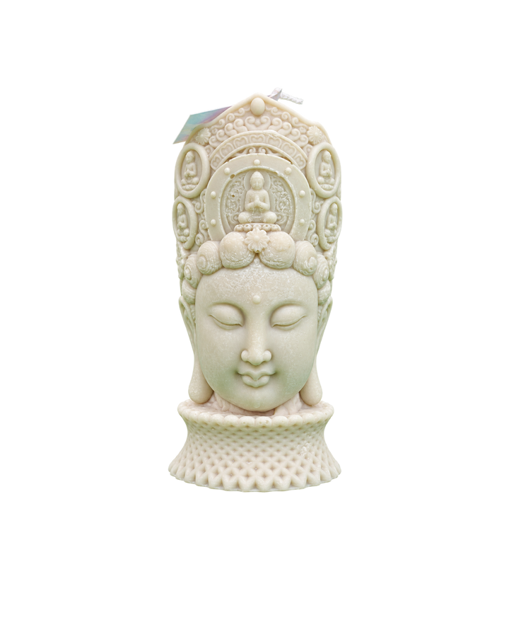 Translation missing: fr.Bouddha couronné — Ivoire — buste de Bouddha couronné ciselé, cire ivoire, bougie artisanale Loredana Candles