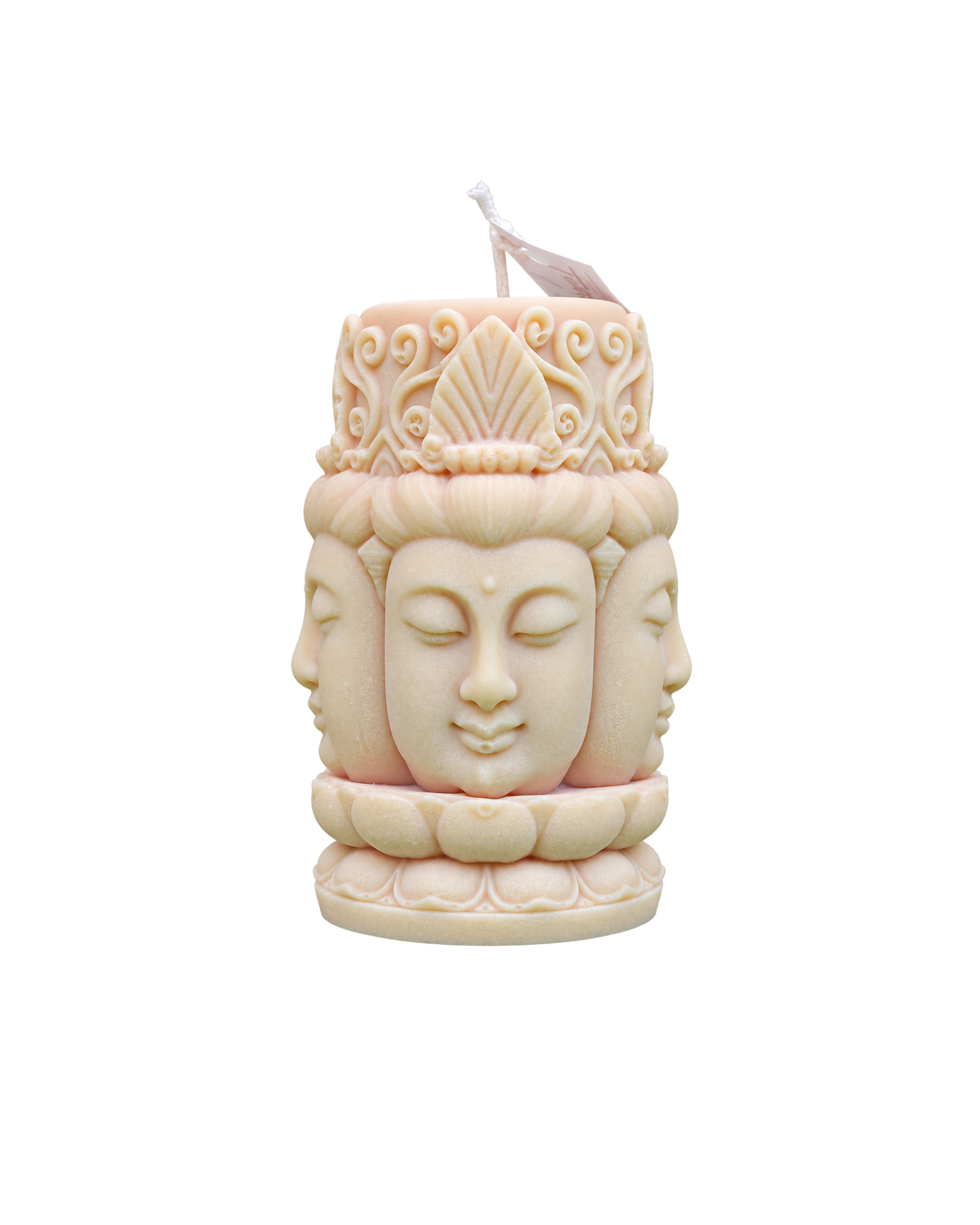 Translation missing: fr.Bouddha aux quatre visages — Bouddha aux quatre visages sculpté, cire ivoire rosé, bougie artisanale Loredana Candles