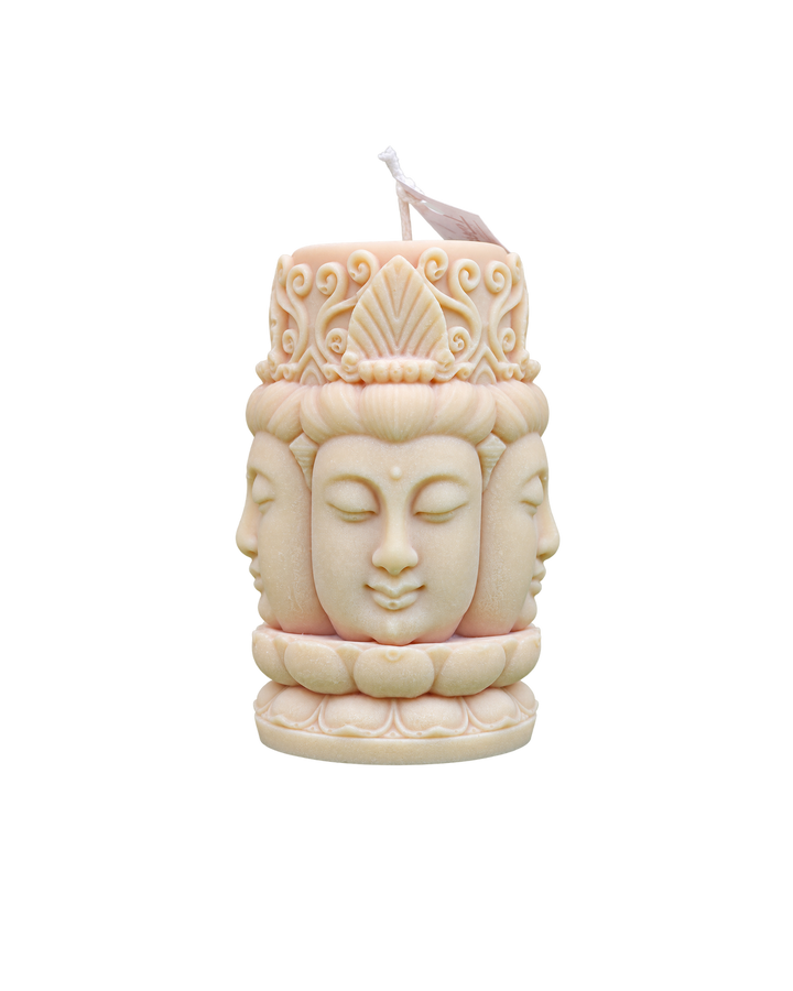 Translation missing: fr.Bouddha aux quatre visages — Bouddha aux quatre visages sculpté, cire ivoire rosé, bougie artisanale Loredana Candles