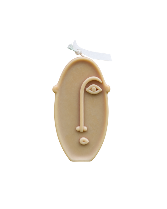 Translation missing: fr.Visage d'argile — Sable — visage abstrait ovale, cire sable, bougie artisanale Loredana Candles