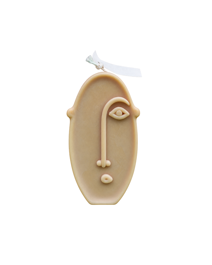 Translation missing: fr.Visage d'argile — Sable — visage abstrait ovale, cire sable, bougie artisanale Loredana Candles