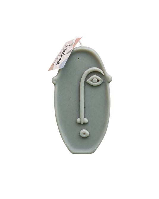Translation missing: fr.Visage d'argile — Vert d'eau, bougie sculptée artisanale Loredana Candles