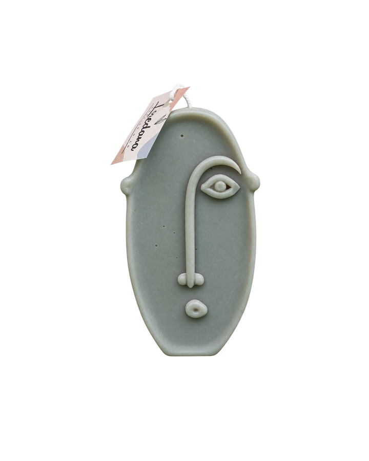 Translation missing: fr.Visage d'argile — Vert d'eau, bougie sculptée artisanale Loredana Candles