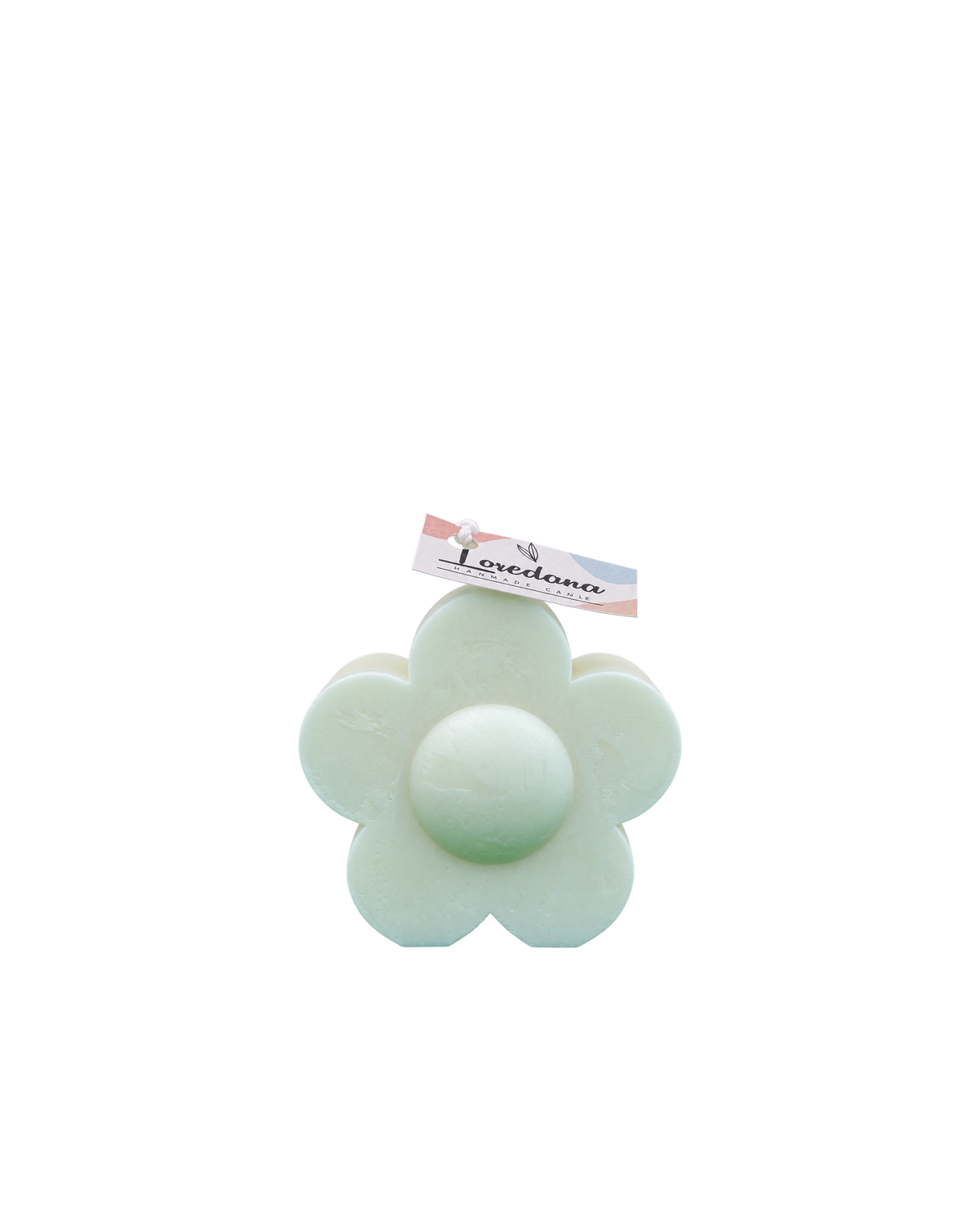 Translation missing: fr.Fleur rétro — Vert d'eau — marguerite rétro sculptée, cire vert d'eau, bougie artisanale Loredana Candles