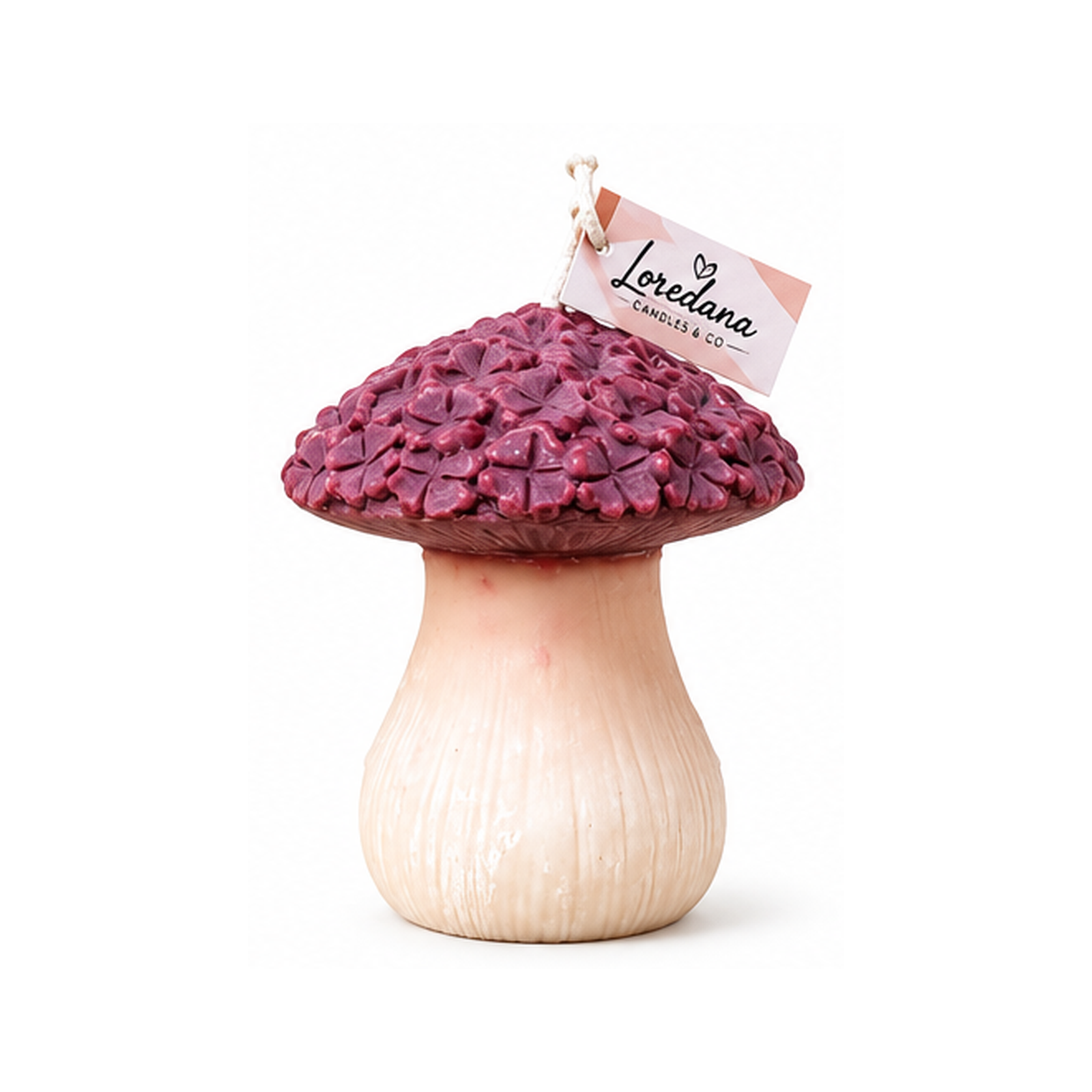 Translation missing: fr.Bougie sculpture champignon au chapeau fleuri prune, collection Automne Loredana Candles
